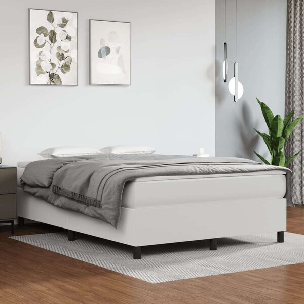 VidaXL fehér műbőr rugós ágy matraccal 140x190 cm