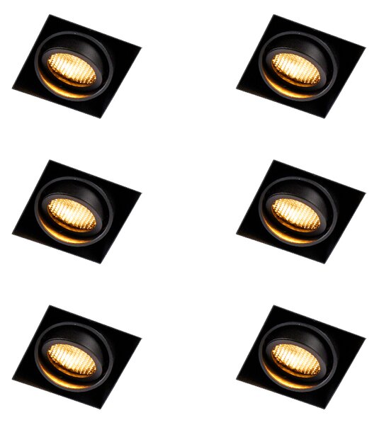 6 darabos süllyesztett spotlámpa készlet fekete, állítható, keret nélküli - Oneon Honey