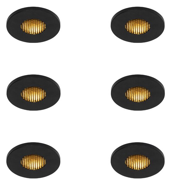 6 darabos modern, fekete, süllyesztett fürdőszobai spotlámpa szett IP54 - Shed Honey