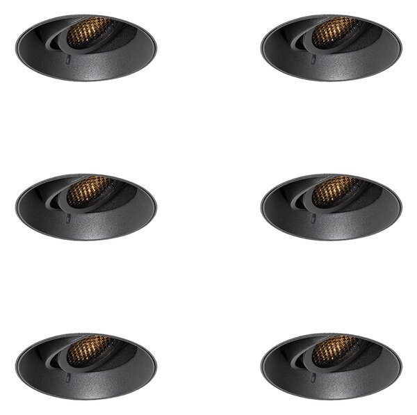 6 darabos modern süllyesztett spotlámpa készlet fekete GU10 kerek keret nélküli - Oneon Honey