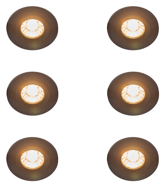6 darabos modern, fekete, kerek, süllyesztett spotlámpa szett IP44 - Xena
