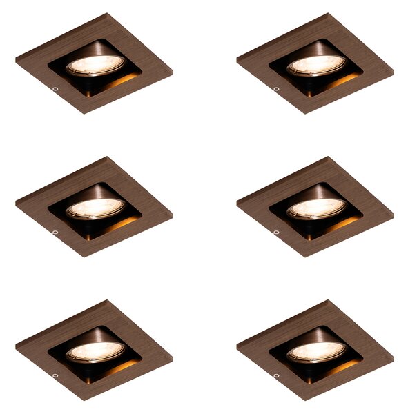6 darabos modern, sötét bronz színű, állítható süllyesztett spotlámpa szett - Qure