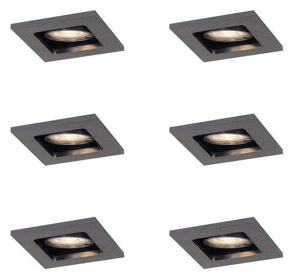 6 darabos modern süllyesztett spotlámpa készlet, fegyverszürke, GU10, 50mm, kerek, dönthető - Qure