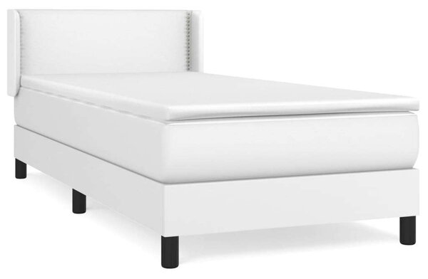 VidaXL Fehér Műbőr Ágy Matraccal - 100x200 cm