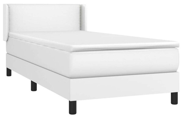 VidaXL Fehér Műbőr Ágy Matraccal - 100x200 cm
