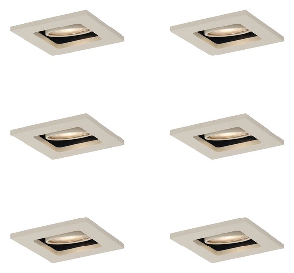 6 darabos modern, bézs színű, süllyesztett spotlámpa készlet GU10 50mm-es, forgatható és dönthető - Qure