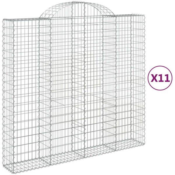 VidaXL 11 db íves horganyzott vas gabion kosár 200x50x180/200 cm