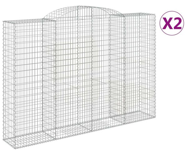 VidaXL Gabion Kosár - 2 db Íves - 300x50x200/220 cm