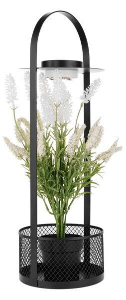 KONDELA Dekoratív állvány virágcsereppel, LED világítás, 50 cm, művirággal, VELOM TYP 1