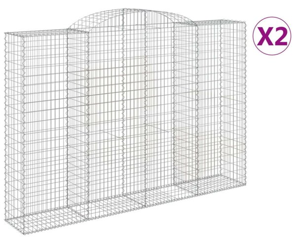 VidaXL Gabion Kosár - 2 db Íves - 300x50x200/220 cm