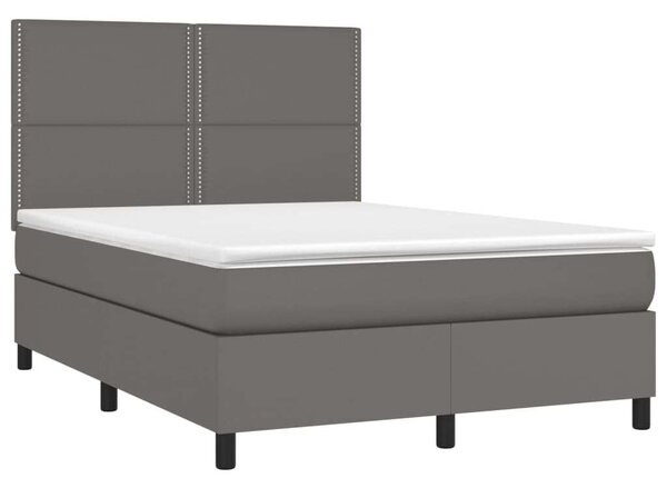 VidaXL szürke műbőr rugós ágy matraccal 140x190 cm
