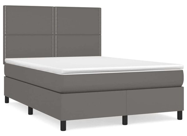 VidaXL szürke műbőr rugós ágy matraccal 140x190 cm