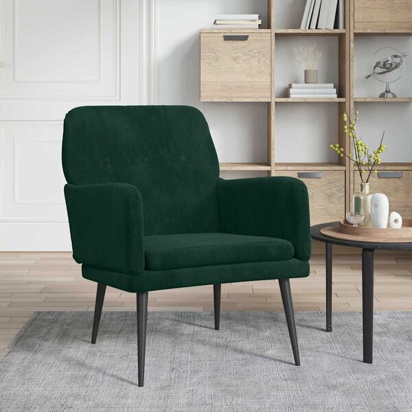 Homely - Bársony Fotel - Sötétzöld - 79x79x62 cm