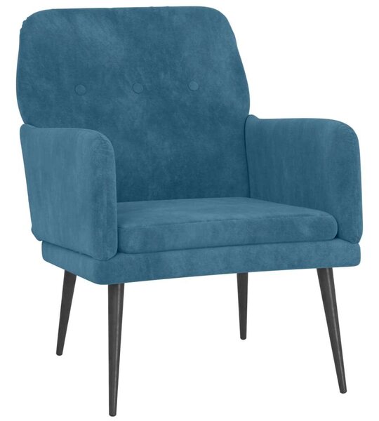 Modern Kék Bársony Fotel - 79x79x62 cm