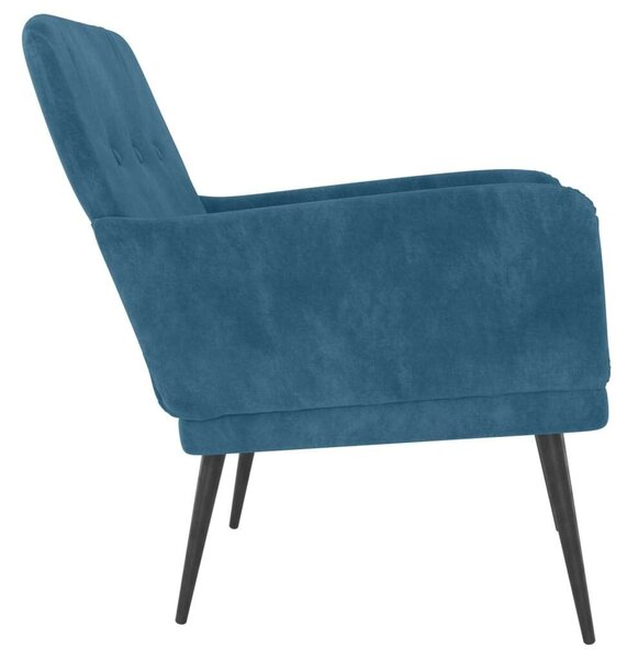 Modern Kék Bársony Fotel - 79x79x62 cm