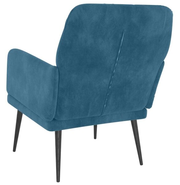 Modern Kék Bársony Fotel - 79x79x62 cm
