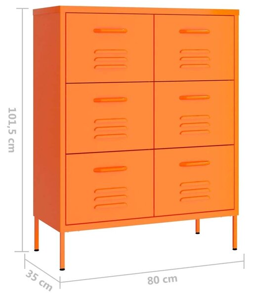 Narancssárga acél fiókos szekrény 80 x 35 x 101,5 cm