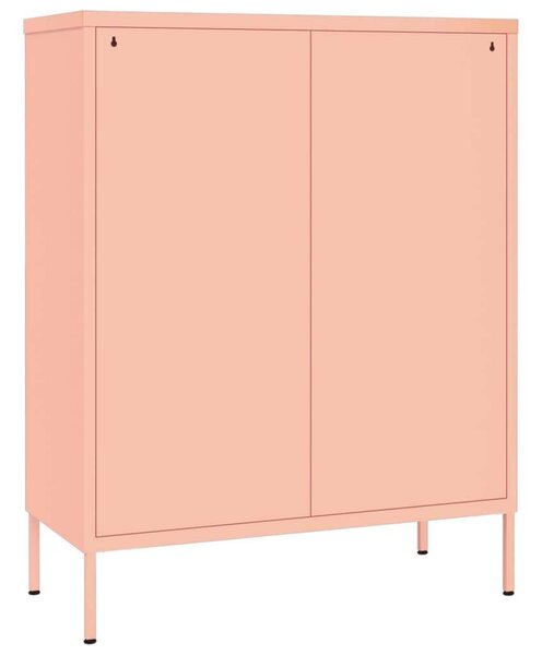 Rózsaszín acél fiókos szekrény 80 x 35 x 101,5 cm