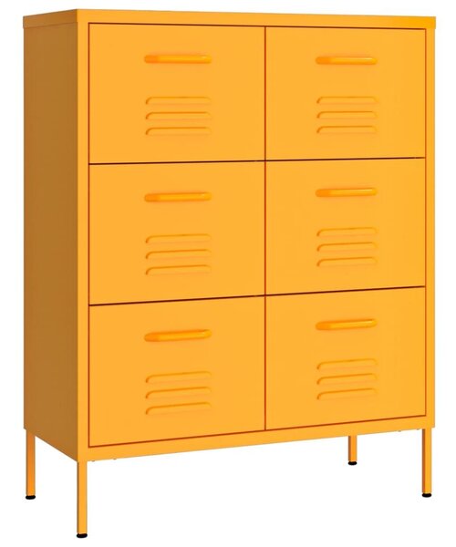 Mustársárga acél fiókos szekrény 80 x 35 x 101,5 cm