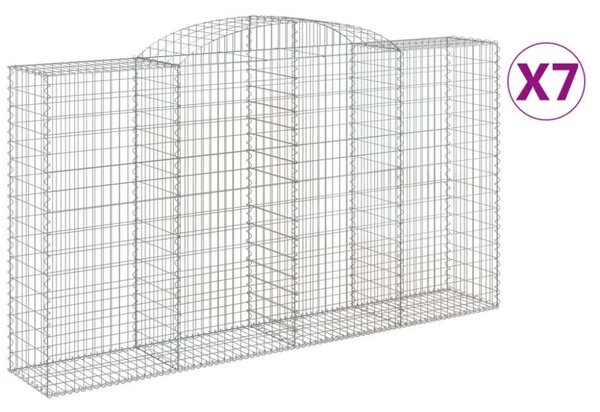 VidaXL 7 db íves horganyzott vas gabion kosár 300x50x160/180 cm