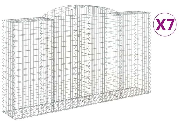 VidaXL 7 db íves horganyzott vas gabion kosár 300x50x160/180 cm