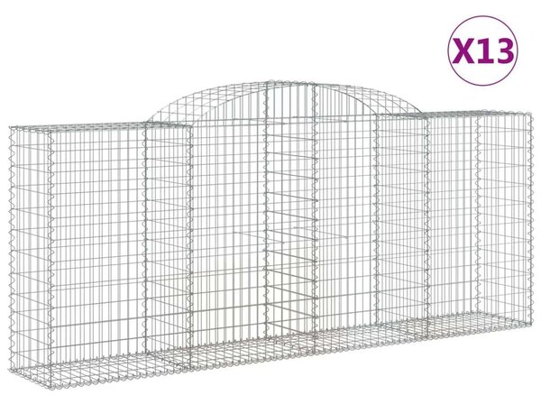 VidaXL 13 db íves horganyzott vas gabion kosár 300x50x120/140 cm