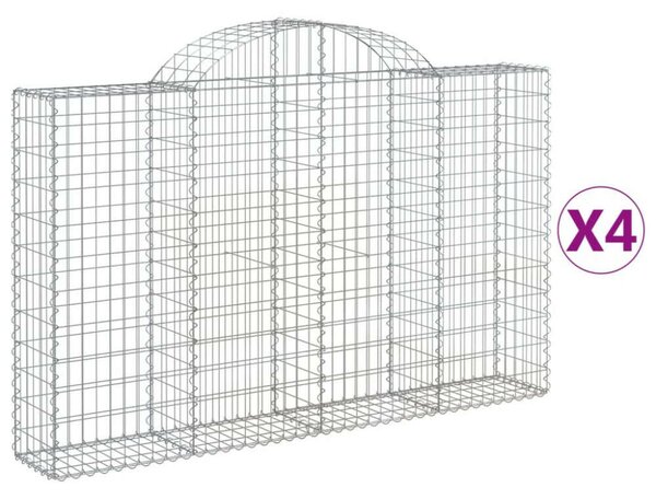 VidaXL 4 db íves horganyzott vas gabion kosár 200x30x120/140 cm