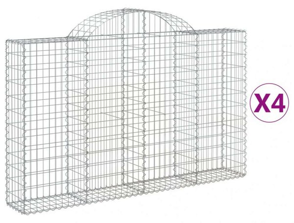 VidaXL 4 db íves horganyzott vas gabion kosár 200x30x120/140 cm