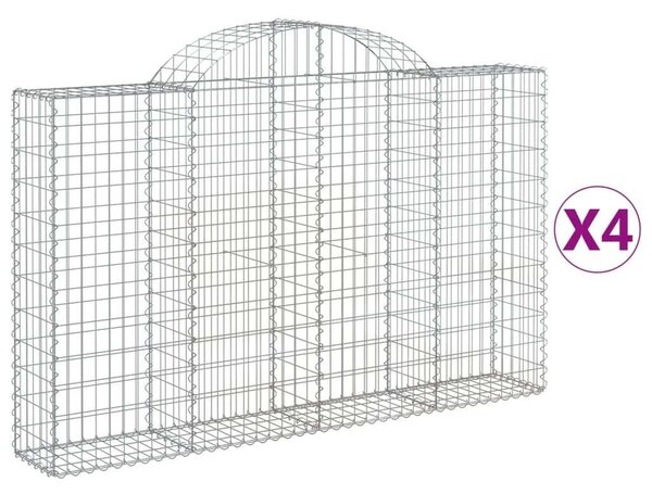 VidaXL 4 db íves horganyzott vas gabion kosár 200x30x120/140 cm