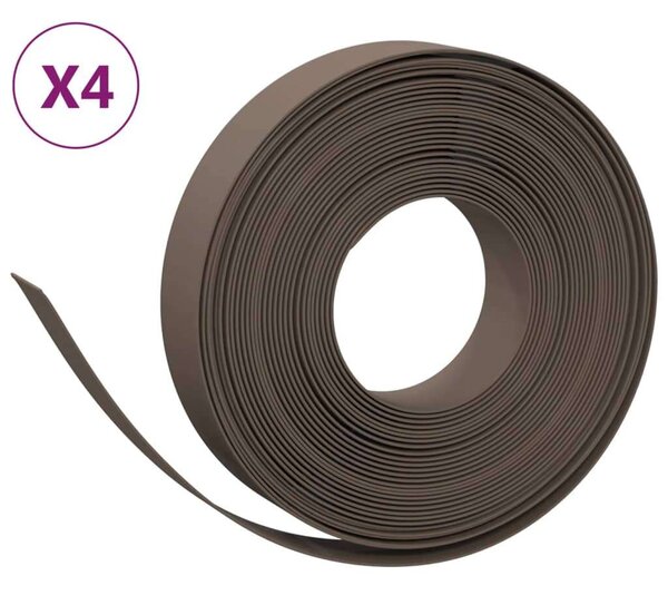 VidaXL 4 db barna polietilén kerti szegély 10 m x 10 cm