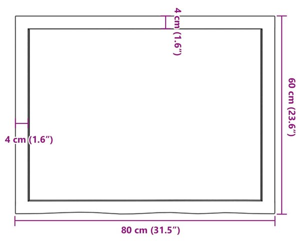 Sötétbarna kezelt tömör tölgyfa fali polc 80x60x(2-4) cm