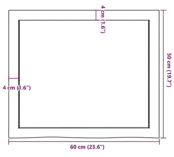Világosbarna kezelt tömör tölgyfa fali polc 60x50x(2-4) cm