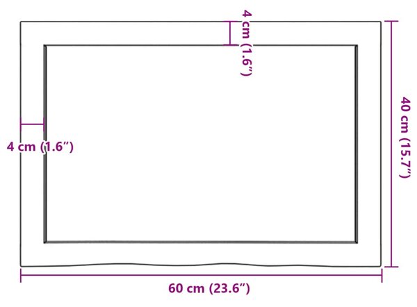 Sötétbarna kezelt tömör tölgyfa fali polc 60x40x(2-6) cm
