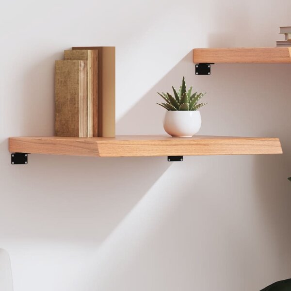 Világosbarna kezelt tömör tölgyfa fali polc 60x50x(2-6) cm