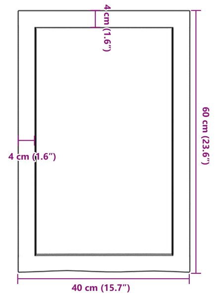 Világosbarna kezelt tömör tölgyfa fali polc 40x60x(2-6) cm