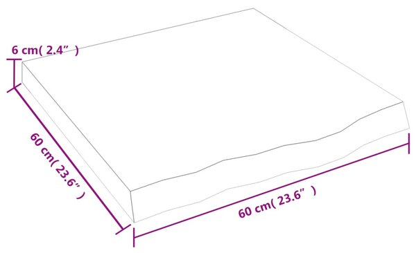 Sötétbarna kezelt tömör tölgyfa fali polc 60x60x(2-6) cm