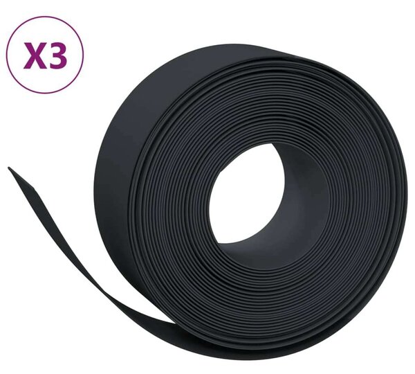 VidaXL 3 db fekete polietilén kerti szegély 10 m x 20 cm
