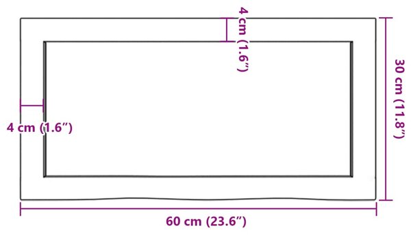 Világosbarna kezelt tömör tölgyfa fali polc 60x30x(2-6) cm