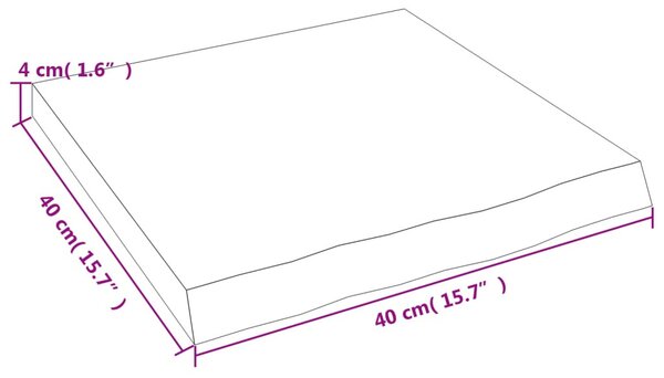 Kezeletlen tömör tölgyfa fali polc 40x40x(2-4) cm