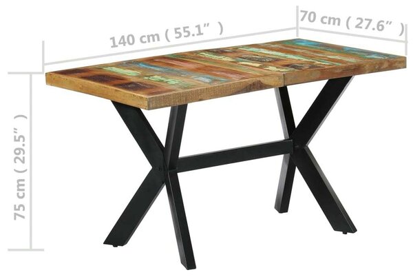 VidaXL - Újrahasznosított Fa Étkezőasztal - 140x70x75 cm