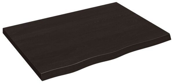 Sötétbarna kezelt tömör tölgyfa fali polc 80x60x(2-4) cm