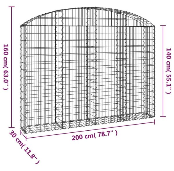 VidaXL Íves Gabion Kosár - 200x30x140/160 cm