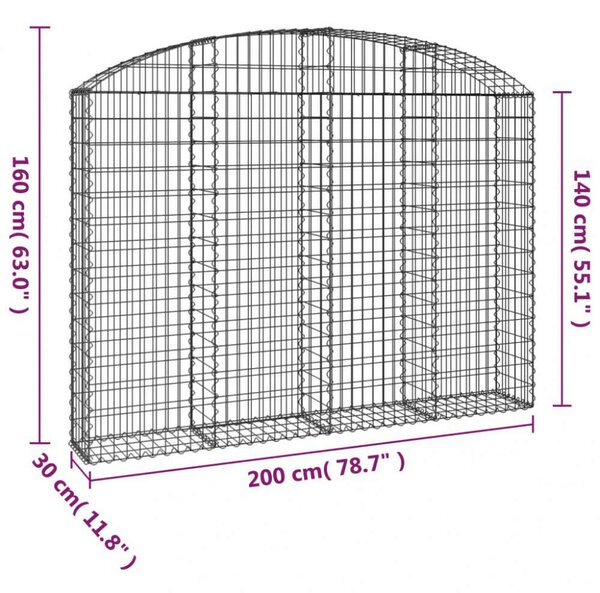 VidaXL Íves Gabion Kosár - 200x30x140/160 cm
