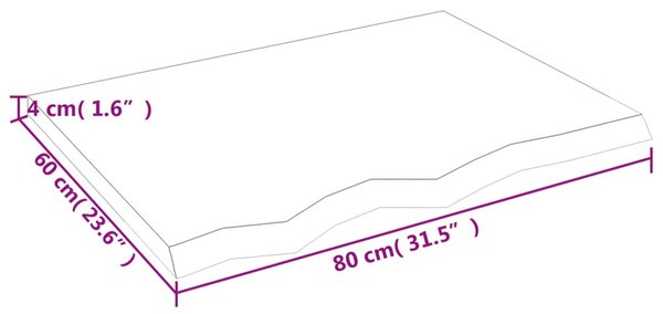 Sötétbarna kezelt tömör tölgyfa fali polc 80x60x(2-4) cm