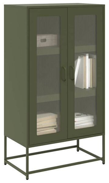 Highboard olívazöld 68x39x123 cm Acél