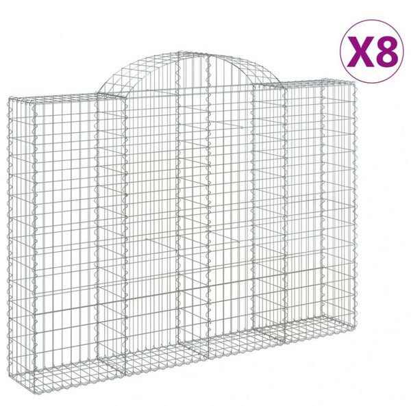 VidaXL 8 db íves horganyzott vas gabion kosár 200x30x140/160 cm