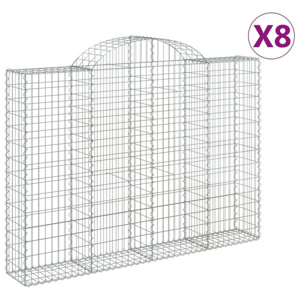 VidaXL 8 db íves horganyzott vas gabion kosár 200x30x140/160 cm