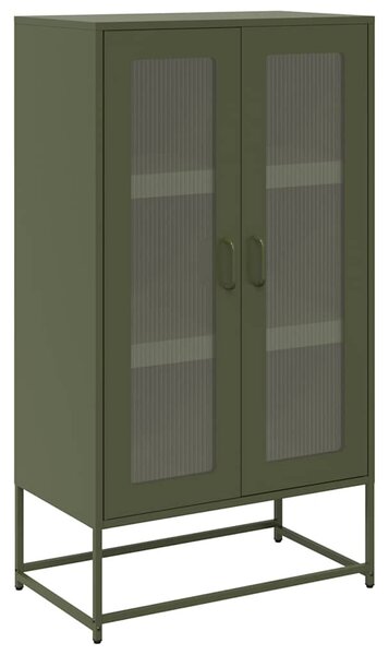 Highboard olívazöld 68x39x123 cm Acél