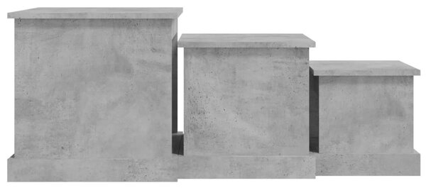 3 db betonszürke szerelt fa dohányzóasztal