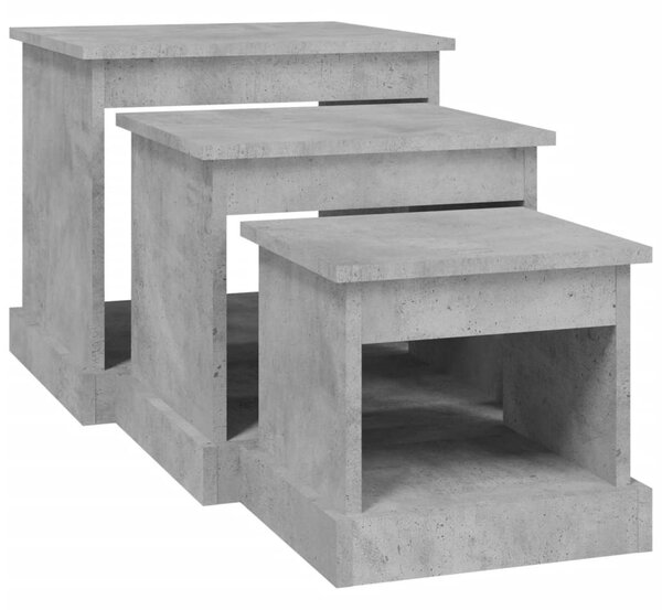 3 db betonszürke szerelt fa dohányzóasztal